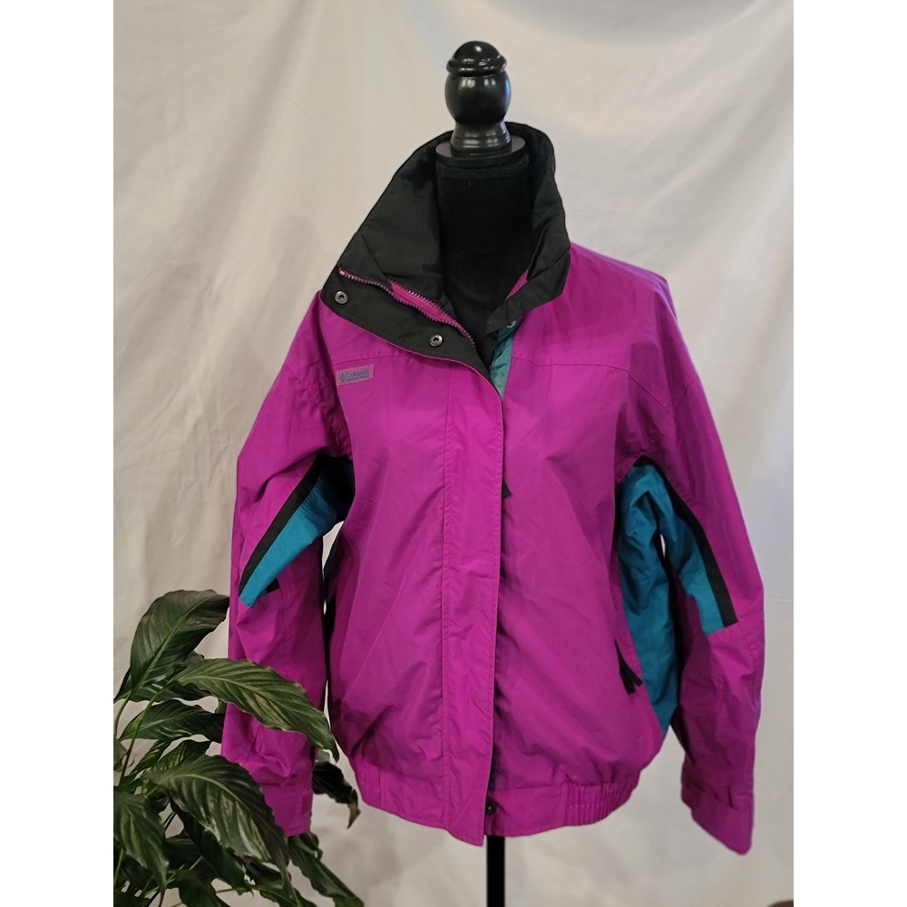 Columbia Bugaboo Jacket Womens Medium Purple‎ Teal Colorblock Vintage Shell M